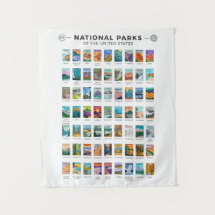 Nationalparks der Vereinigten Staaten Liste Vintag Wandteppich
