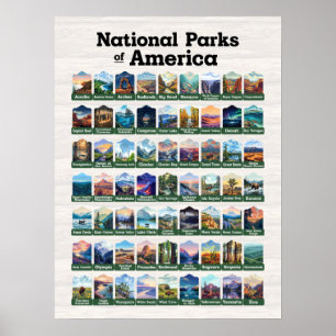 Nationalparks der Vereinigten Staaten von Amerika Poster