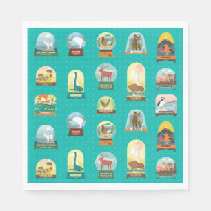 Nationalparks in Aquamarin Napkins Serviette