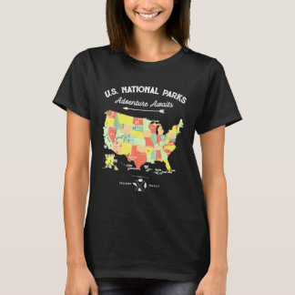 Nationalparks Karte Camping Frauen Männer Wandern T-Shirt