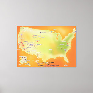 Nationalparks-Karte der Vereinigten Staaten von Am Leinwanddruck
