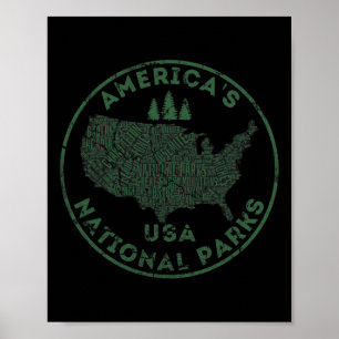 Nationalparks-Karte Wandern Reisen Camping Outdoor Poster