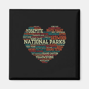 Nationalparks Liste Wortwolke Herz Camping Männer Magnet
