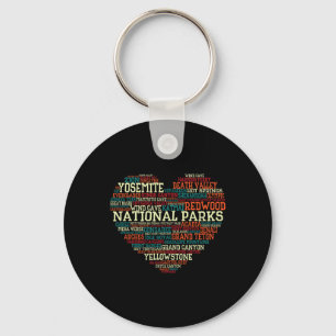 Nationalparks Liste Wortwolke Herz Camping Männer  Schlüsselanhänger