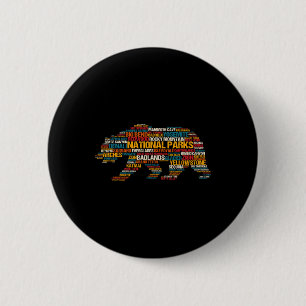 Nationalparks USA Liste Wortwolke Bär Camping An Button