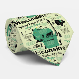 Nationalparks Wisconsins Infographic Karte Krawatte