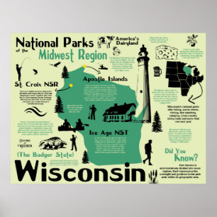 Nationalparks Wisconsins Infographic Karte Poster