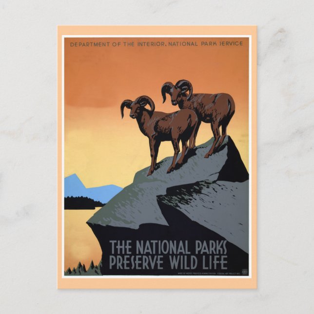 Nationalparks WPA Reiseplakat Postkarte (Vorderseite)