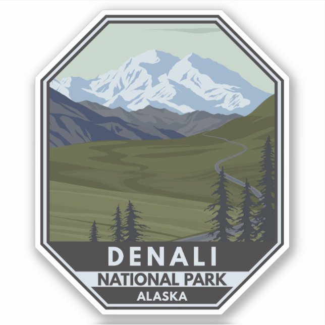 Nationalparkstraße Denali Aufkleber (Vorderseite)