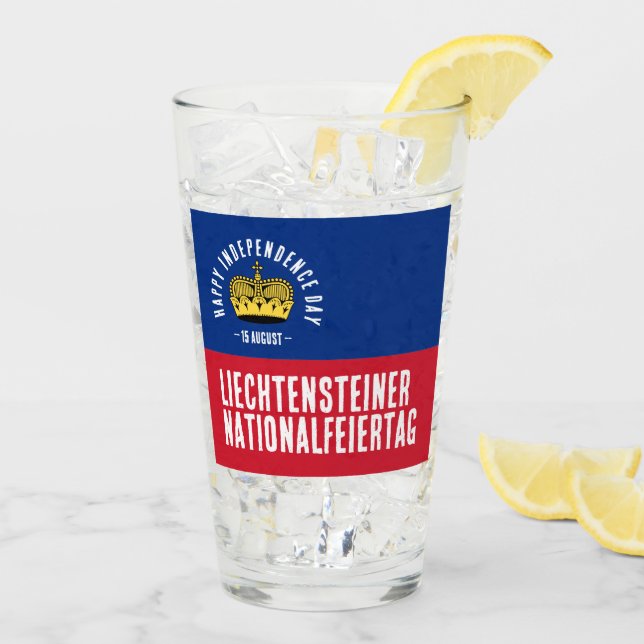 Nationaltagsflagge Liechtenstein Glas (Rückseite Ice)