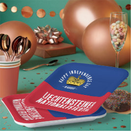 Nationaltagsflagge Liechtenstein Pappteller