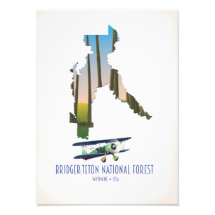 Nationalwald mit Bridger-Teton, wyomomoming-Karte Fotodruck