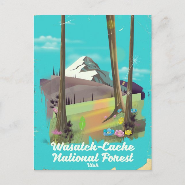 Nationalwald-Utah-Urlaubsplakat Wasatch-Cache Postkarte (Vorderseite)