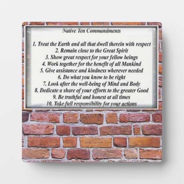 Native 10 Commandments Tabletop Plaque mit Easel Fotoplatte (Vorderseite)