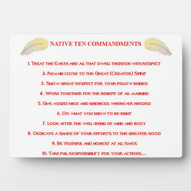 Native 10 Commandments Tabletop Plaque mit Easel Fotoplatte (Vorderseite)