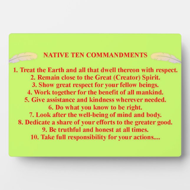 Native 10 Commandments Tabletop Plaque mit Easel Fotoplatte (Vorderseite)