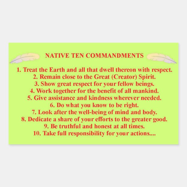 Native 10 Gebote Sticker (Vorderseite)