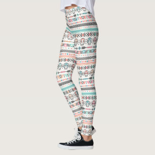 Native American Aztec und Skulls Pattern Leggings
