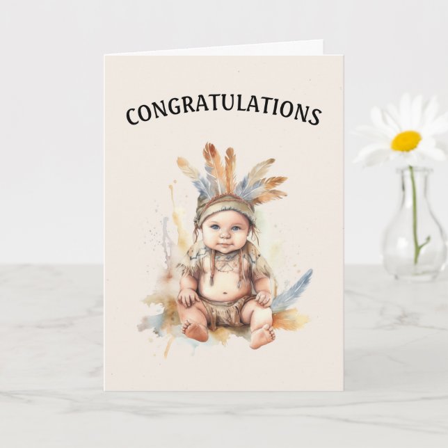 Native American Baby Congratulations Card Karte (Kleine Pflanze)