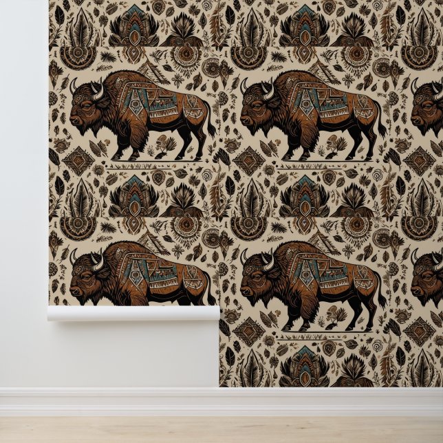 Native American Bison Buffalo Art Tapete (Anwendung)