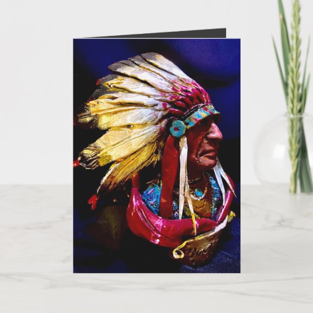  Native american Chief Folded Greeting Card Karte (Vorderseite)