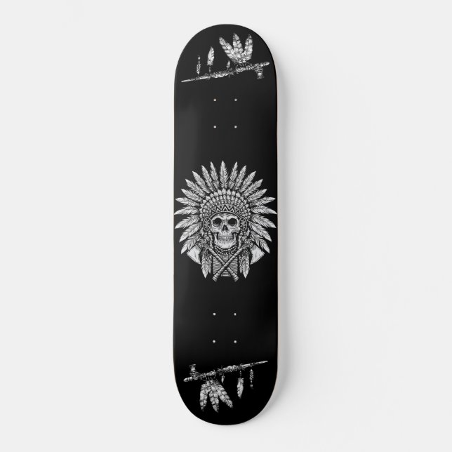 Native American Chief & Pipe Skateboard (Vorderseite)