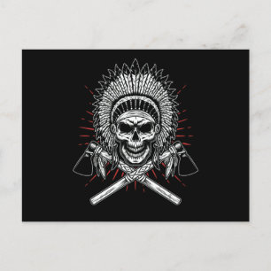 Native American Chief Skull Achse Postkarte