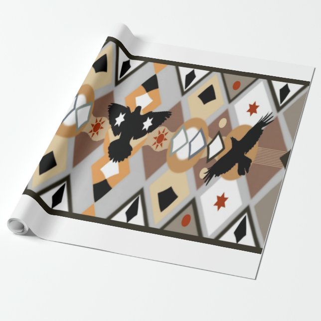 Native American Crow Wrapping Paper Geschenkpapier (Ungerollt)