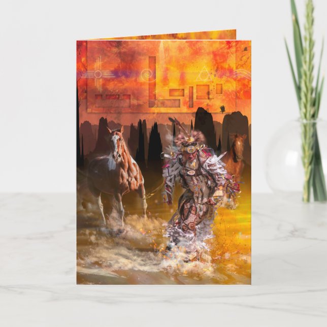 Native American Dancer ROLLING THUNDER Karte (Vorderseite)