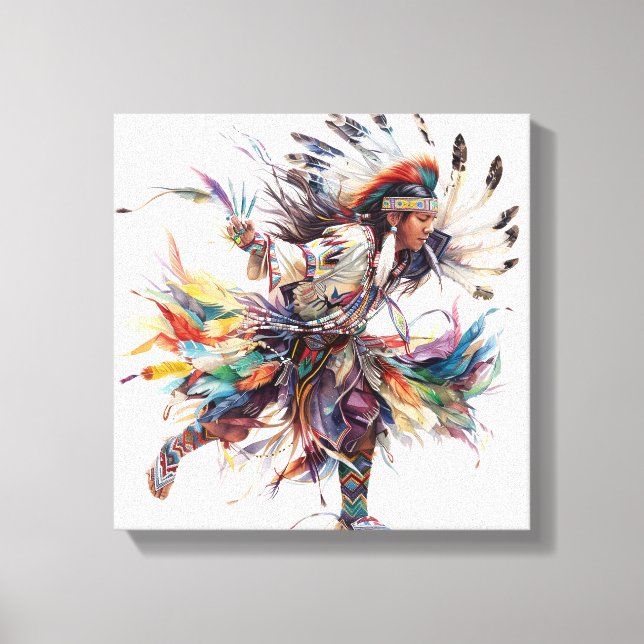 Native American Dancer Stretched Canvas Print Leinwanddruck (Vorderseite)