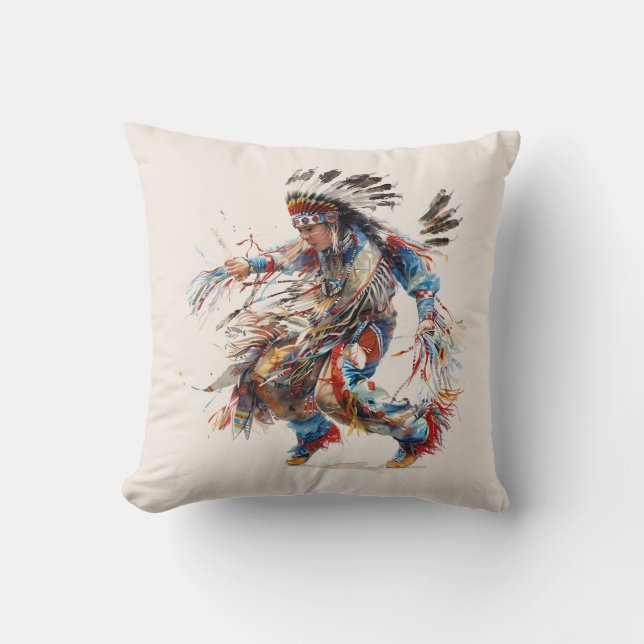 Native American Dancer Throw Kissen (Vorderseite)