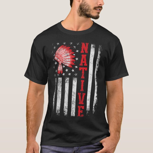 Native - American Day Usa Flag Cherokee Indigenous T-Shirt (Vorderseite)