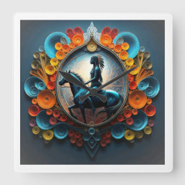"Native American Dreamscape" Quadratische Wanduhr