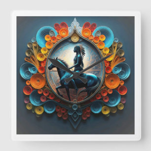 "Native American Dreamscape" Quadratische Wanduhr
