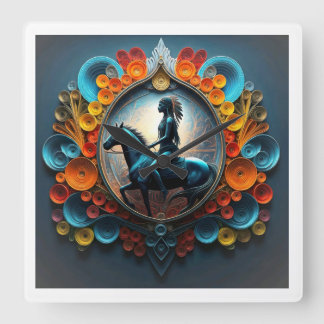 "Native American Dreamscape" Quadratische Wanduhr