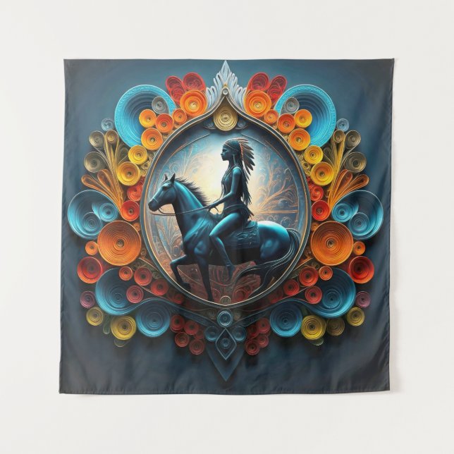 "Native American Dreamscape" Wandteppich (Vorderseite)