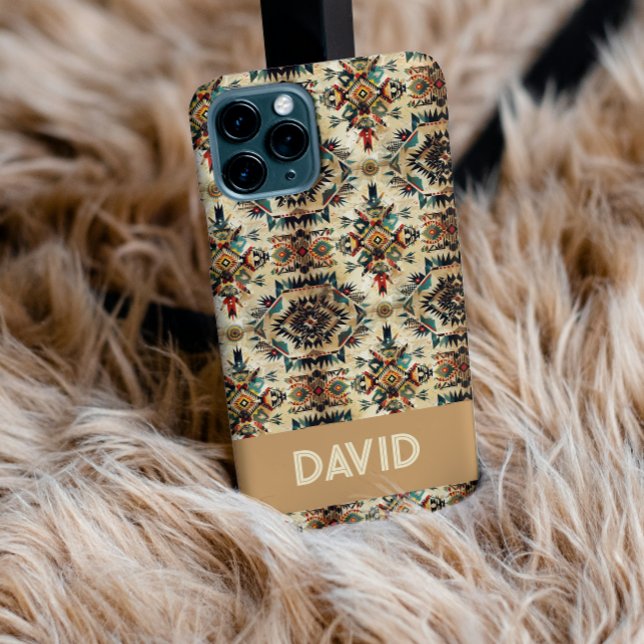 Native American Ethnic Art Tribe Pattern Custom  Case-Mate iPhone Hülle ( Native American Ethnic Art Tribe Pattern, vintage-inspired tribal design, birthday gifts western )