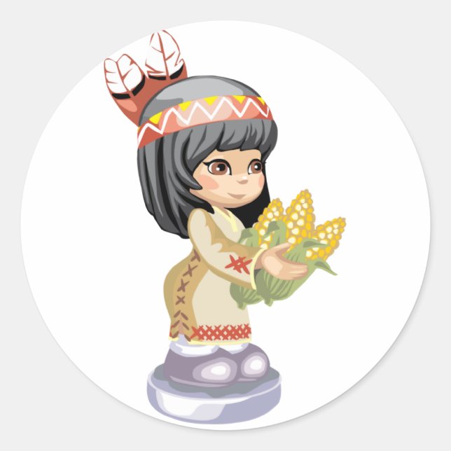 Native American Girl Sticker (Vorderseite)