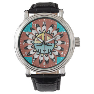 Native American Hopi Kachina Tribal Art Design Armbanduhr