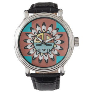 Native American Hopi Kachina Tribal Art Design Armbanduhr