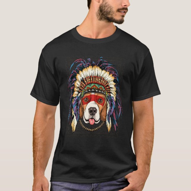Native American Indian Beagle Dog  Indigenous Peop T-Shirt (Vorderseite)