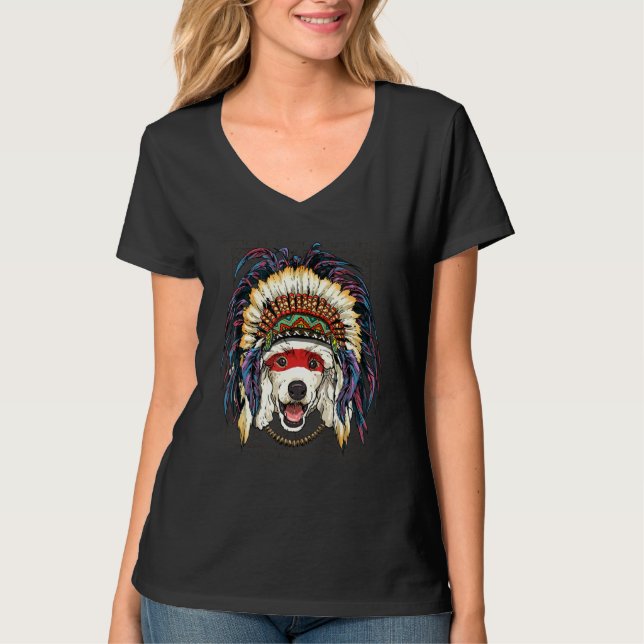 Native American Indian Poodle Dog  Indigenous Peop T-Shirt (Vorderseite)