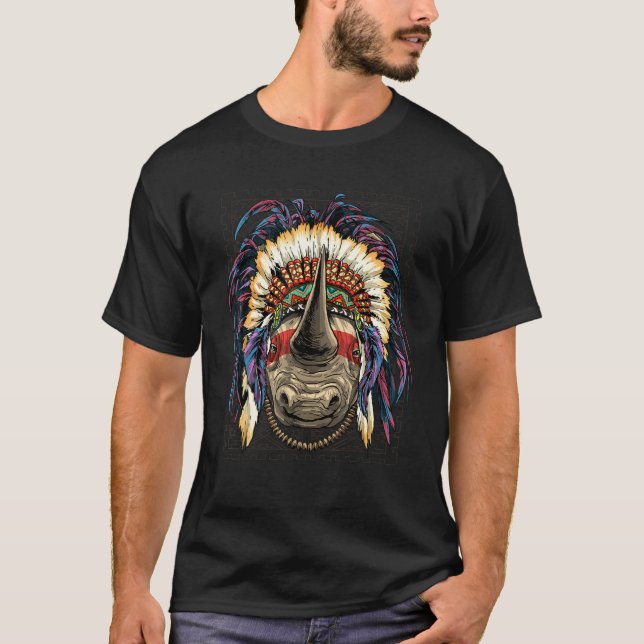 Native American Indian Rhinoceros Indigenous Peopl T-Shirt (Vorderseite)