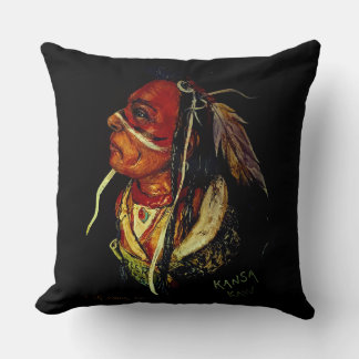Native American "Kaw Warrior" Throw Pillow Kissen