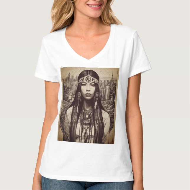 Native American Linework T - Shirt Design (Vorderseite)