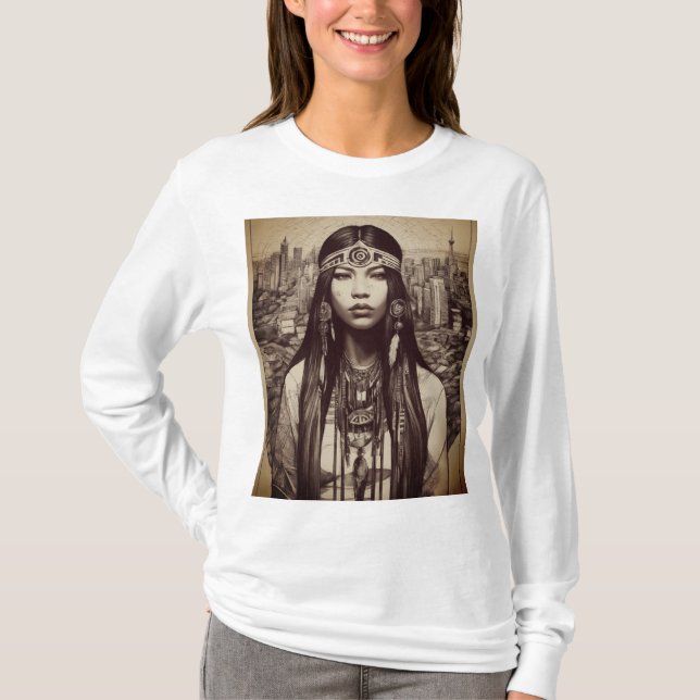 Native American Linework T - Shirt Design (Vorderseite)