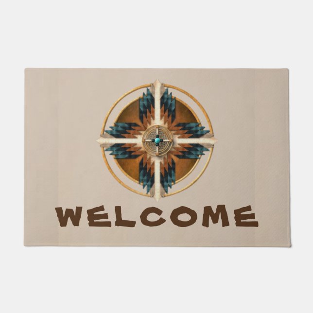 Native American Mandala Door Mat Fußmatte (Vorderseite)