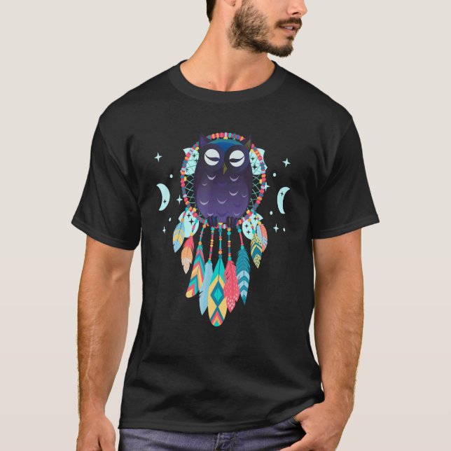 Native American Moon Dreamcatcher Owl Spiritual Dr T-Shirt (Vorderseite)