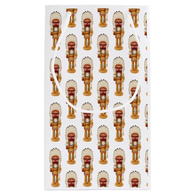 Native American Nutcracker Christmas Gift Bag Kleine Geschenktüte (Rückseite)
