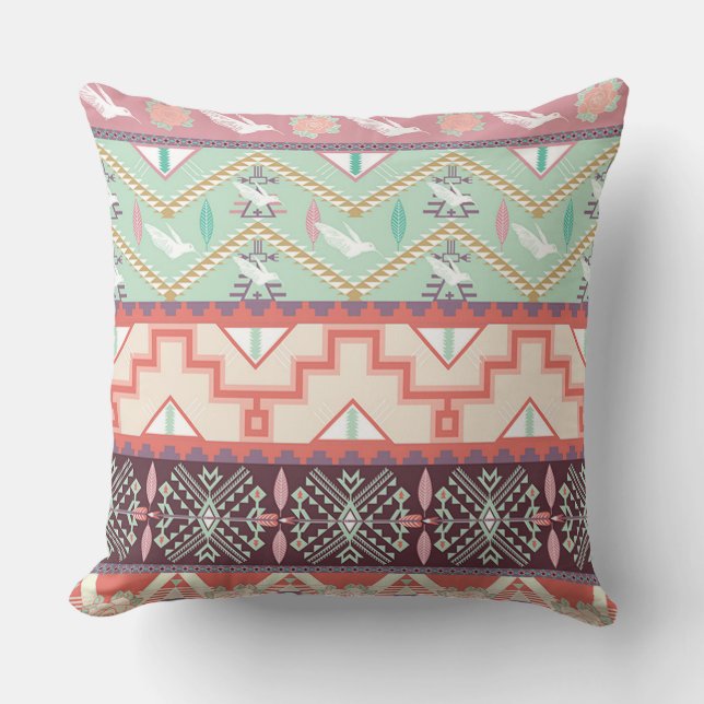Native American Pattern Throw Pillow Kissen (Vorderseite)